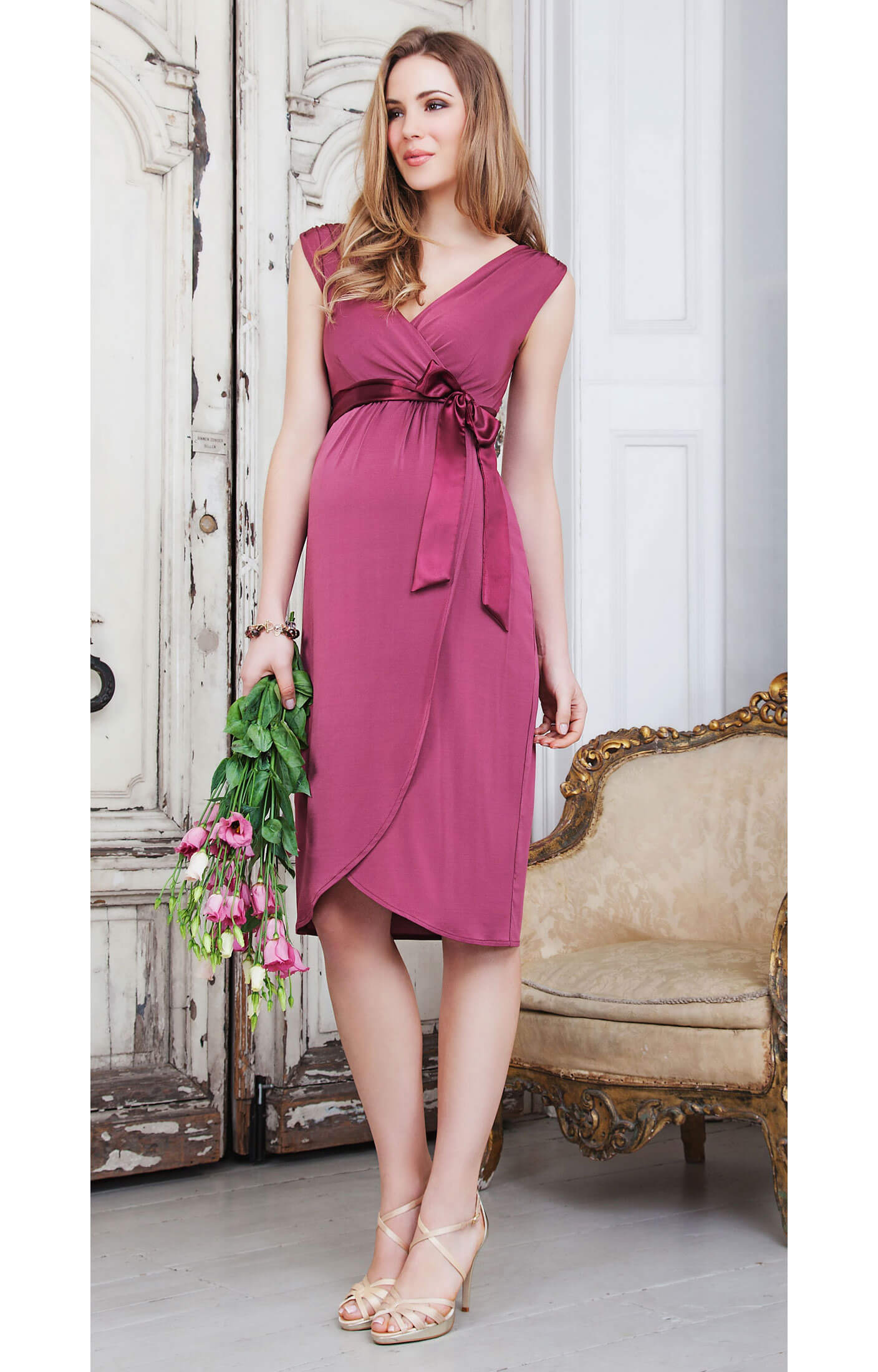 Willow Maternity Dress Short Claret - Maternity Wedding Dresses