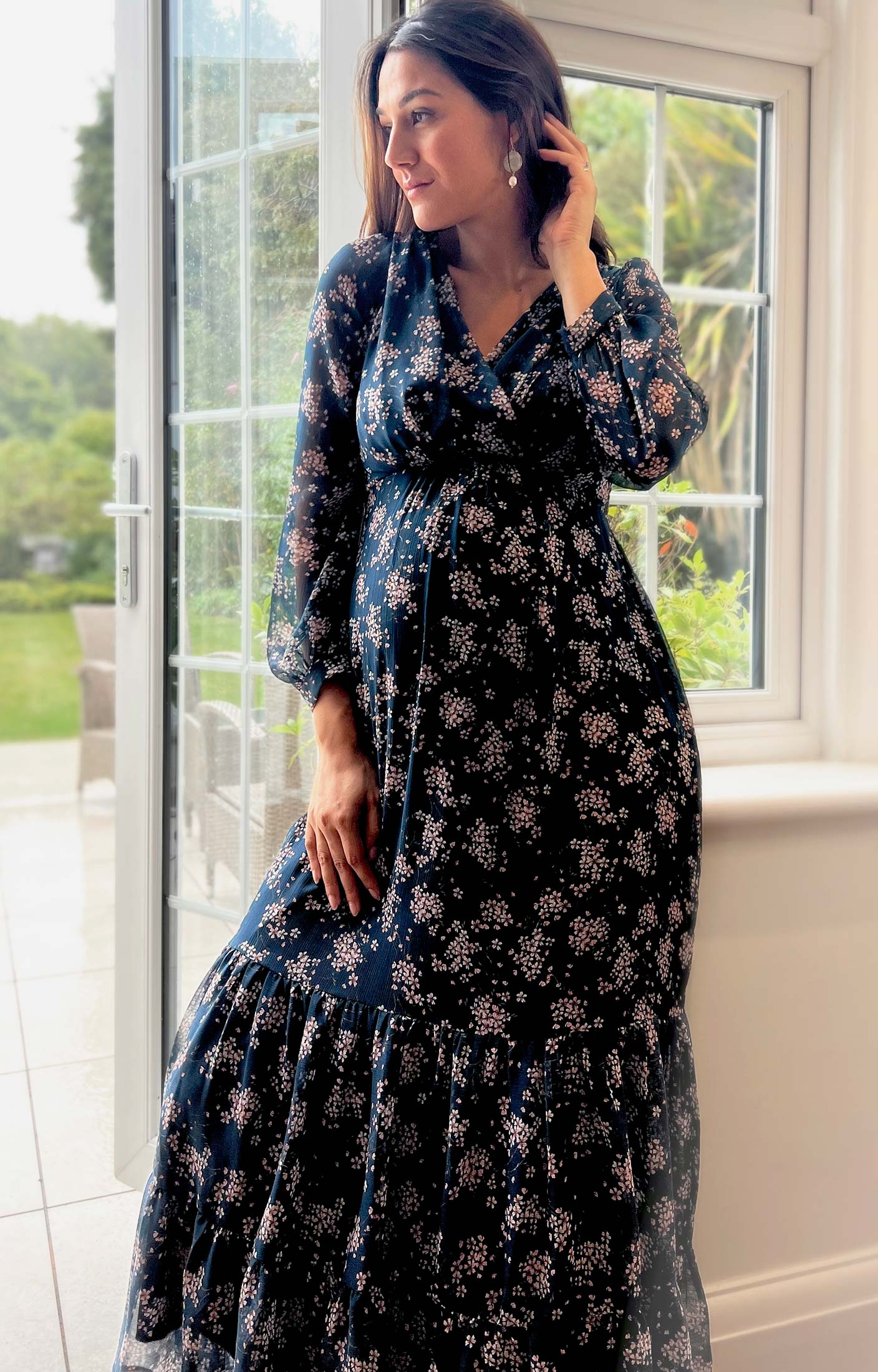 Bella Maxi Dress (Ditsy Navy Floral) - Maternity Wedding Dresses, Evening  Wear and Party Clothes by Tiffany Rose US