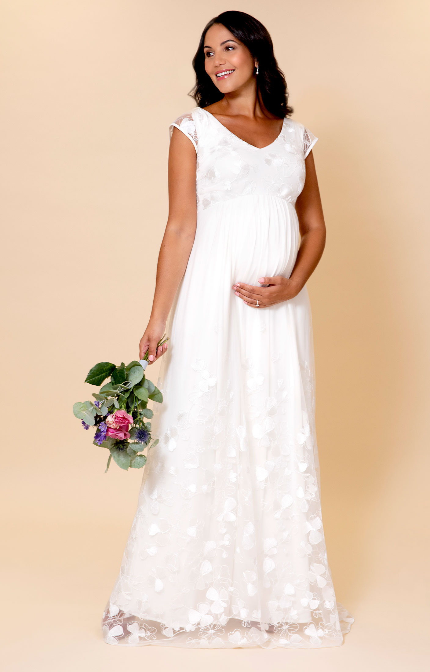 Verona Maternity Wedding Dress Short Ivory White - Maternity Wedding Dresses,  Evening Wear and Party Clothes by Tiffany Rose ES