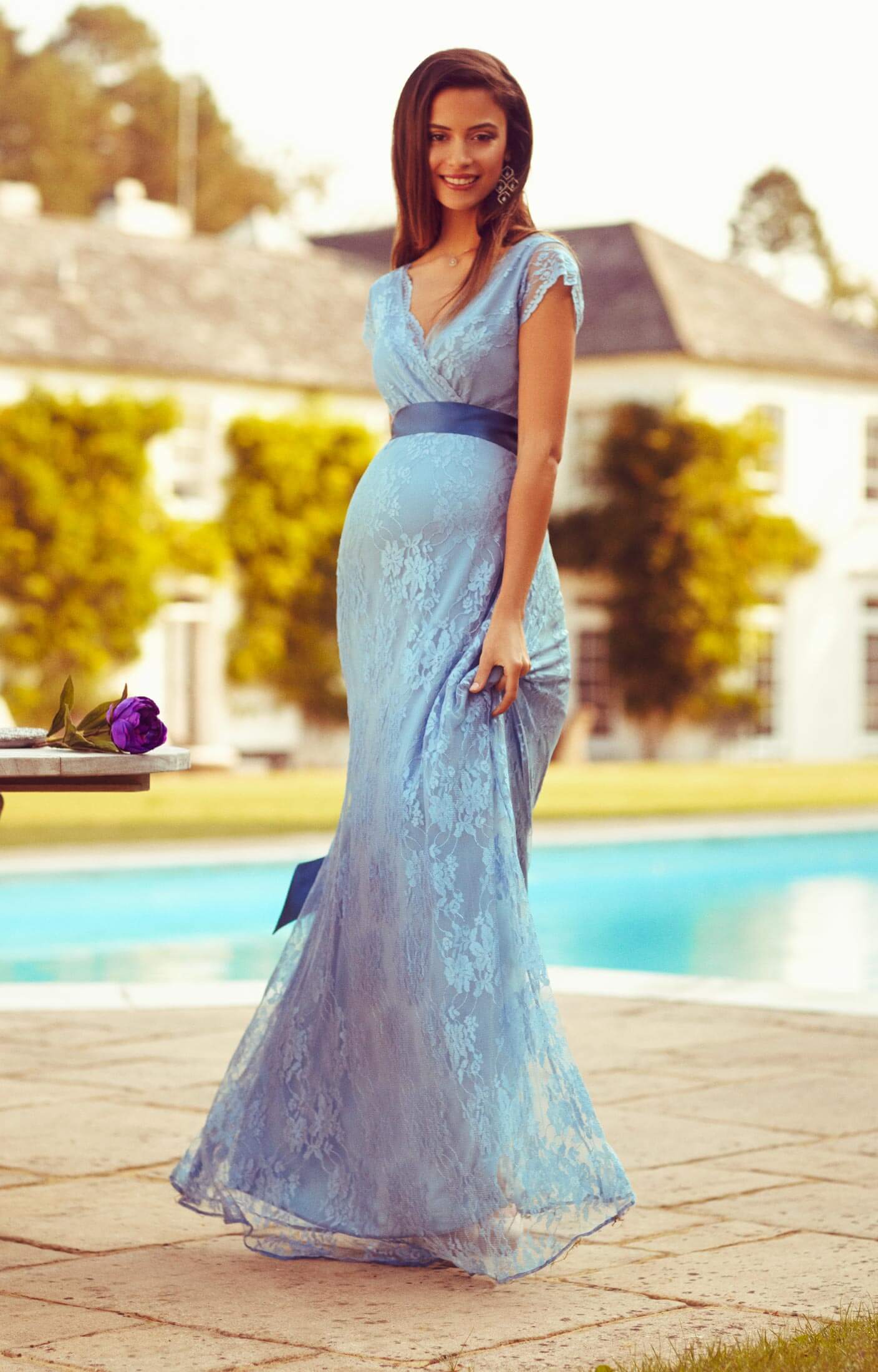 blue maternity dress