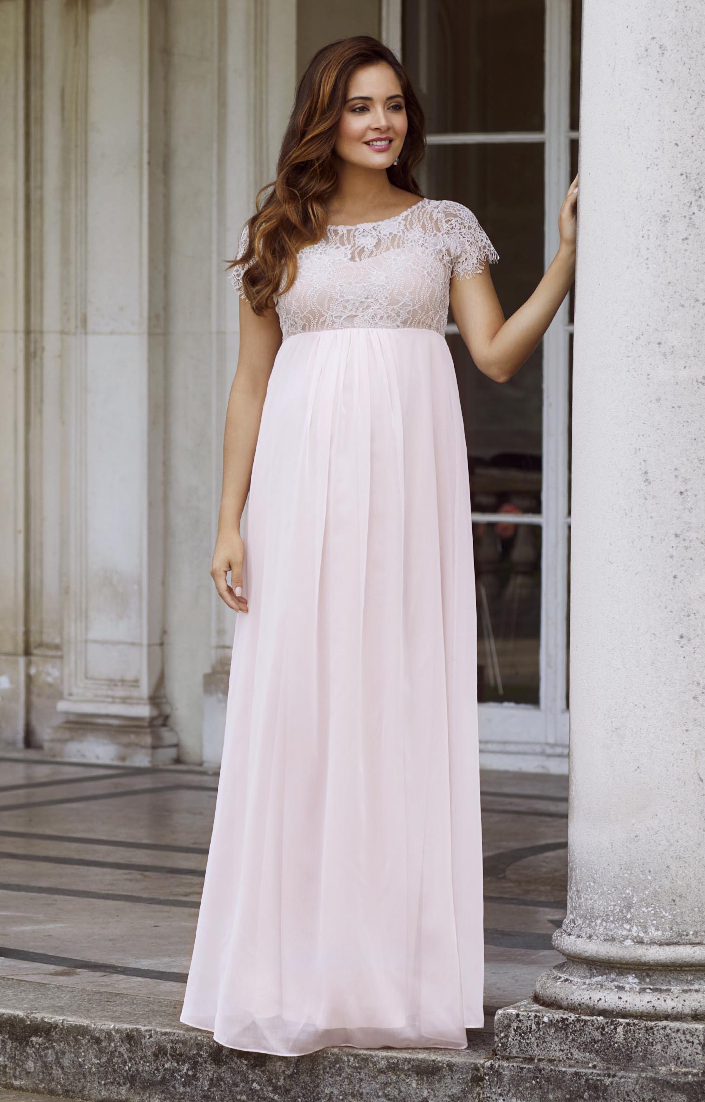 Formal Maternity Dress AISWI Maxi Maternity Dress With Flower Sash