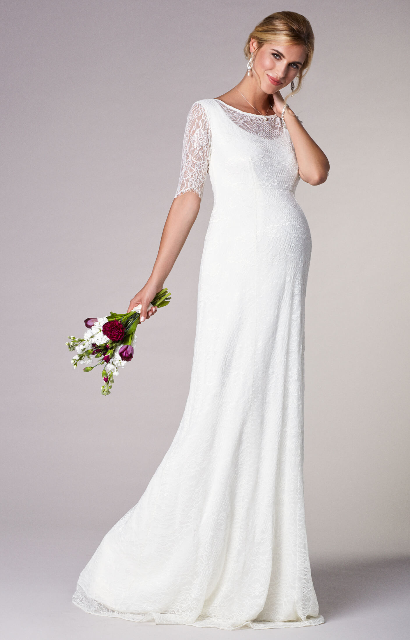 Evie Lace Maternity Wedding Gown Long ...