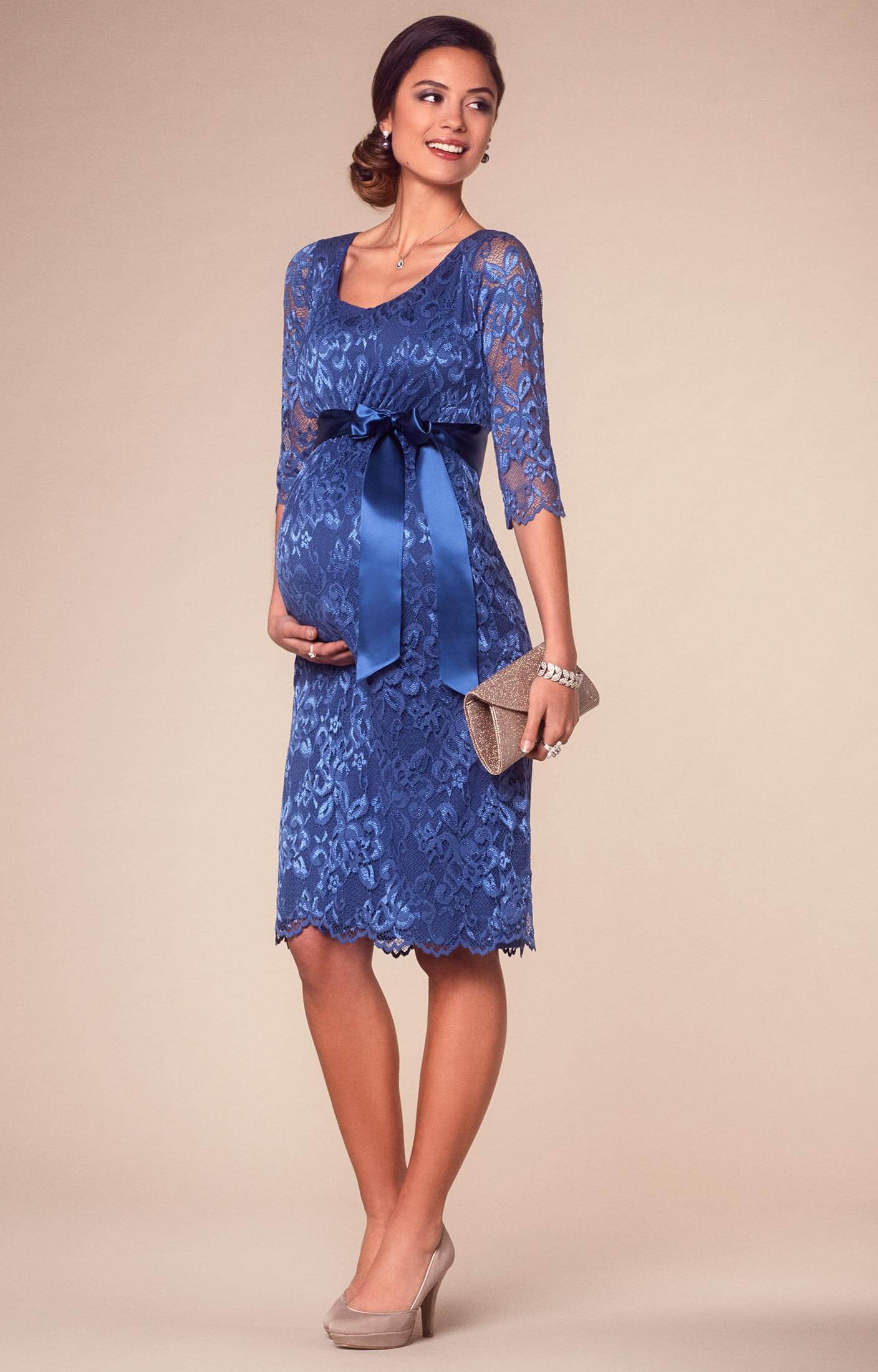 Katie Maternity Dress Short Windsor Blue - Maternity Wedding Dresses