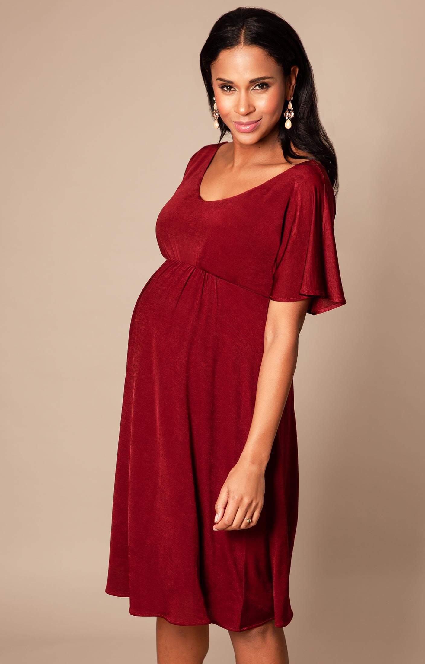 Kimono Maternity Dress short Berry Red ...