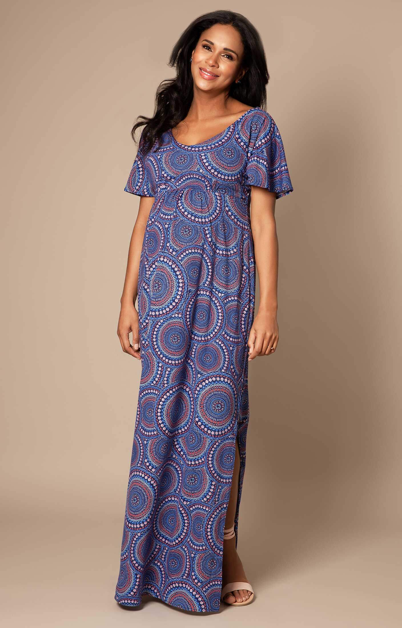 Kimono Maternity Maxi Dress Aztec Print ...