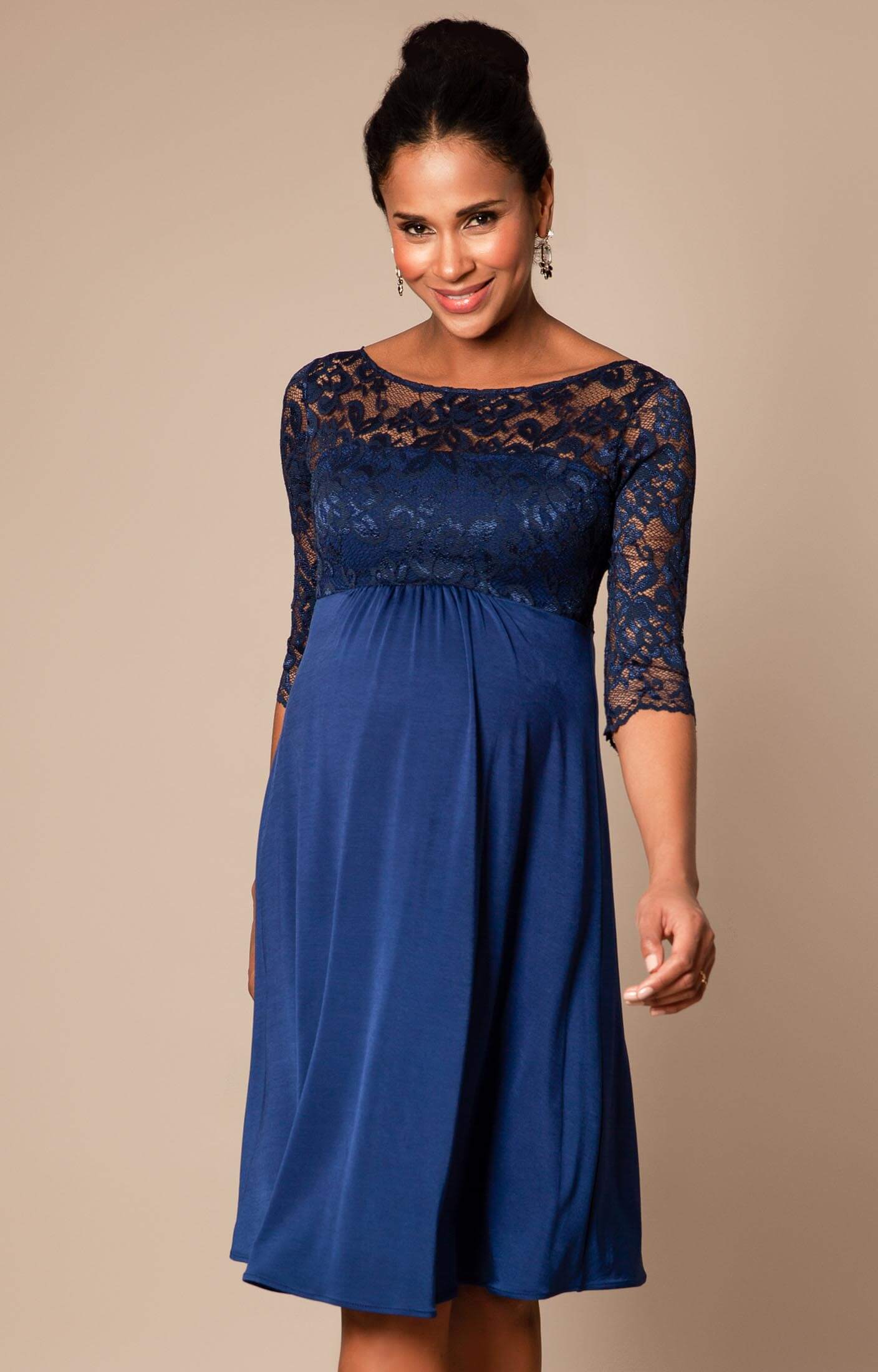 Sky Blue Formal Maternity & Nursing Dress with Neckline Tie | Seraphine