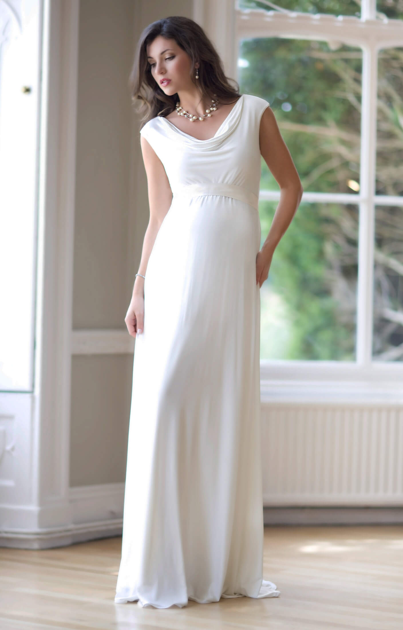 cowl neck wedding dress