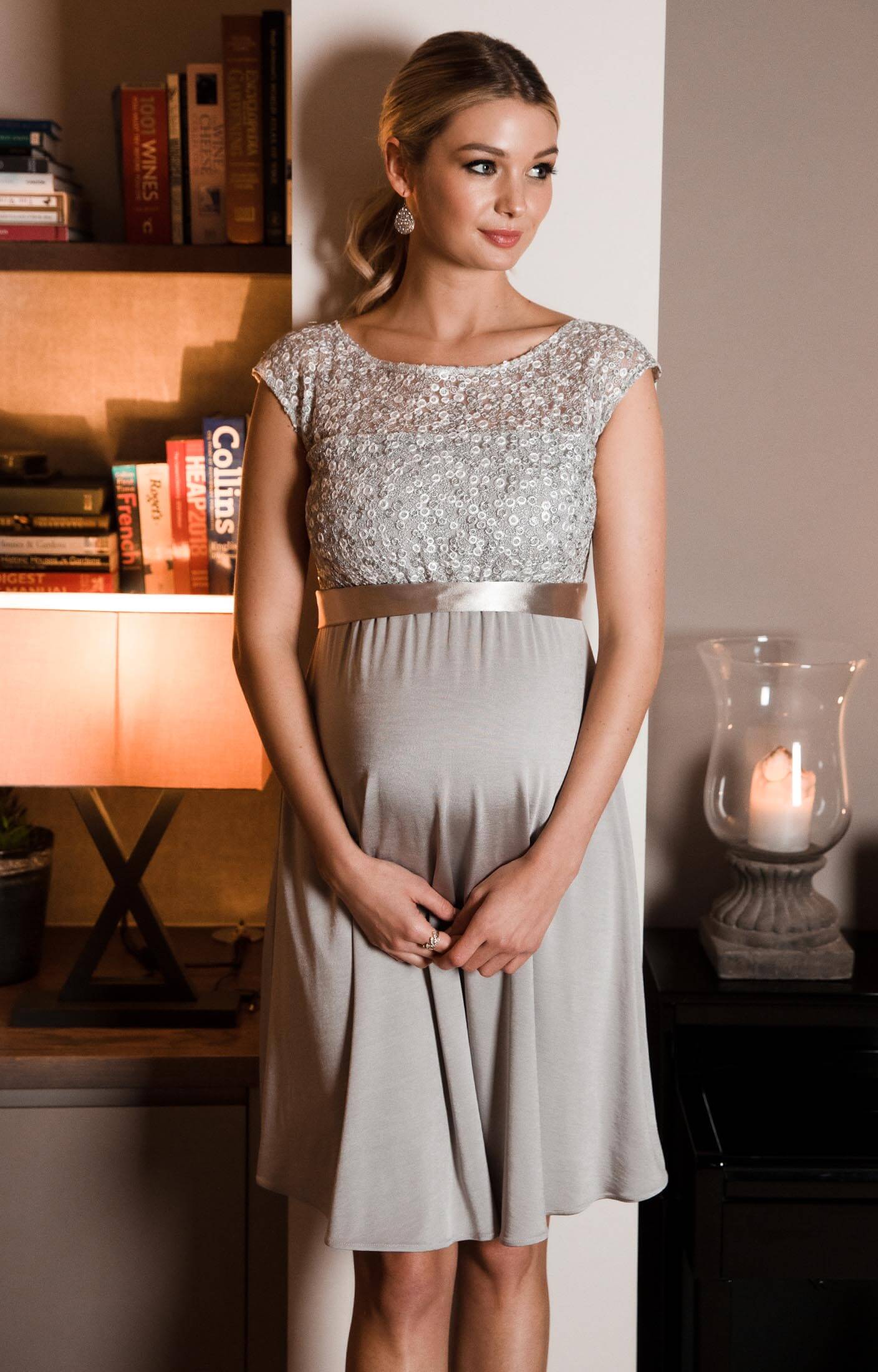 silver maternity dress