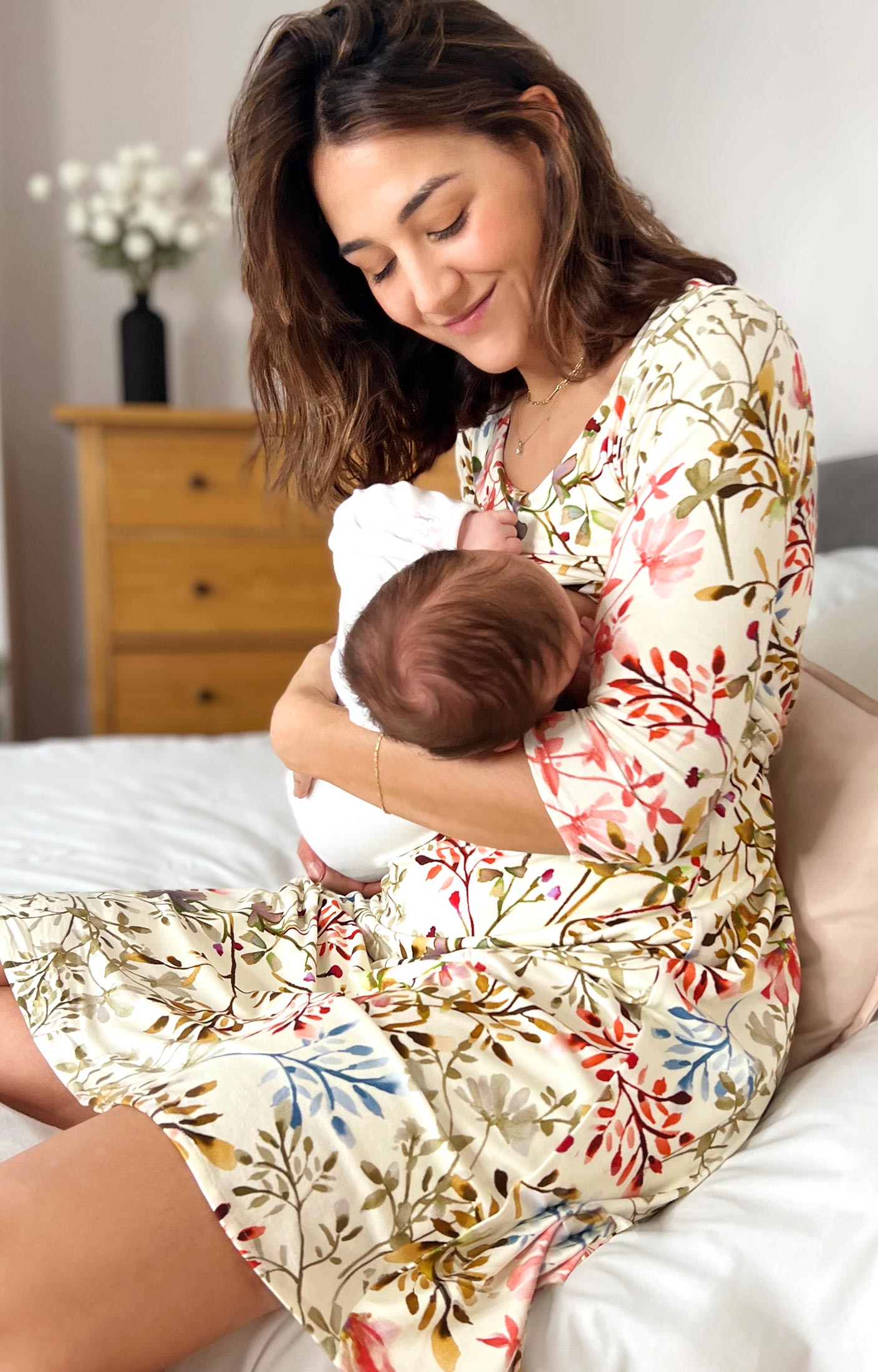 Naomi Maternity Nursing Dress Watercolour Meadow