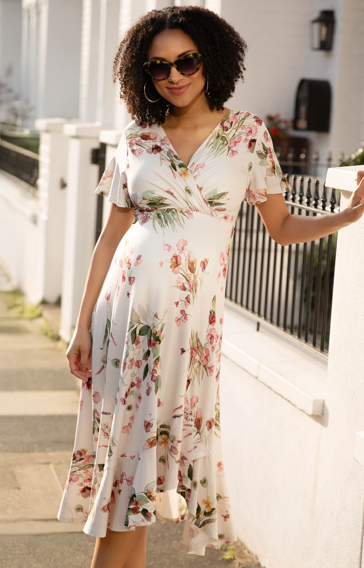 julia roberts bridesmaid dress Light Blue Floral Sleeveless Maternity Maxi Dress – PinkBlush main image 1
