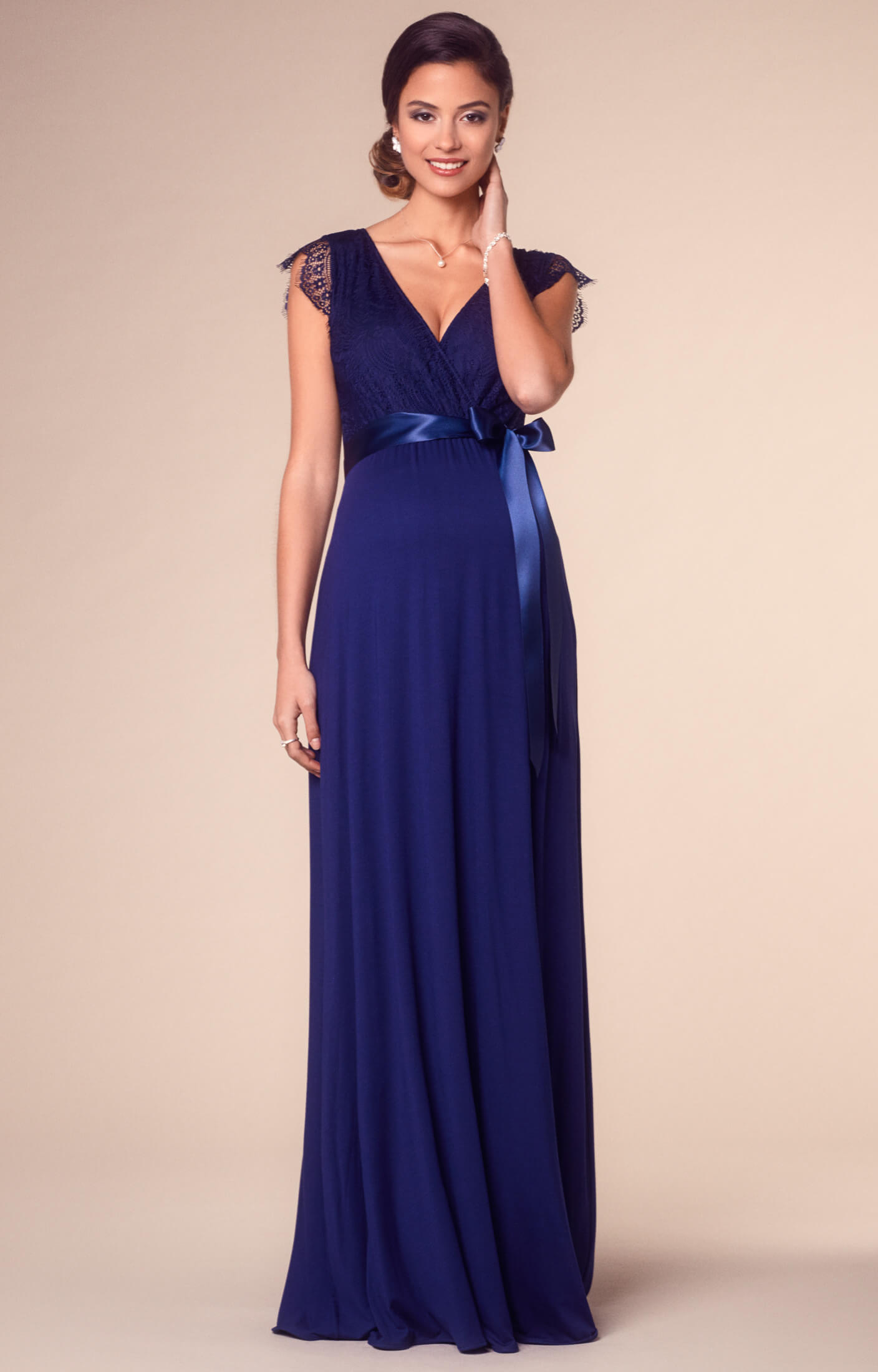 Rosa Maternity Gown Long Indigo Blue