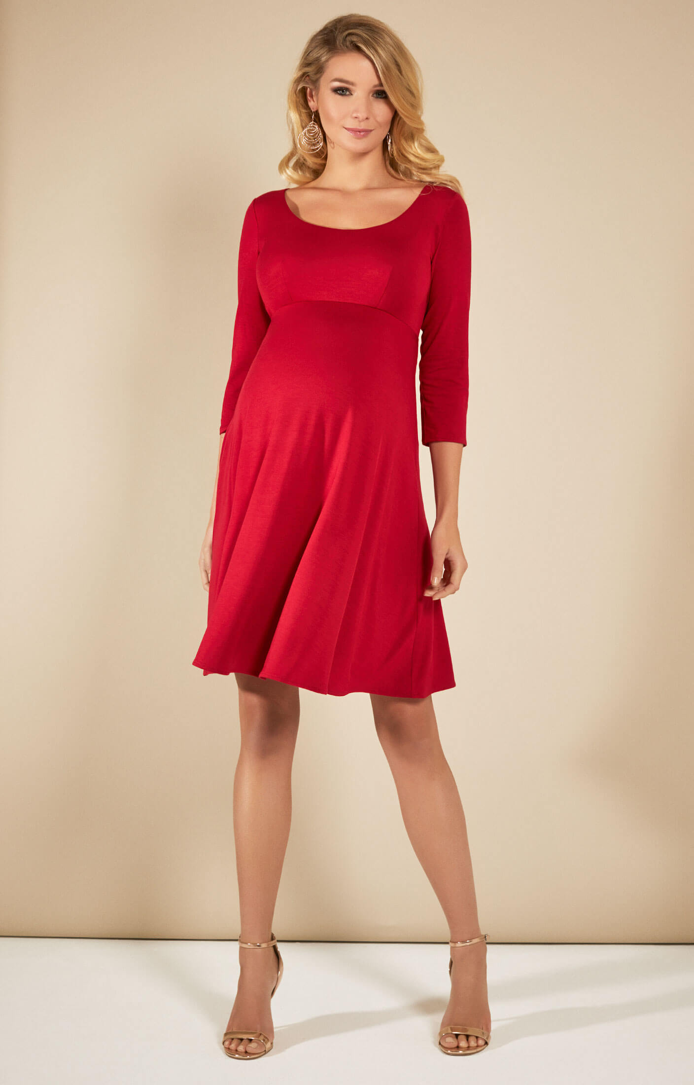 Denueldesign Long Red Maternity Dress 