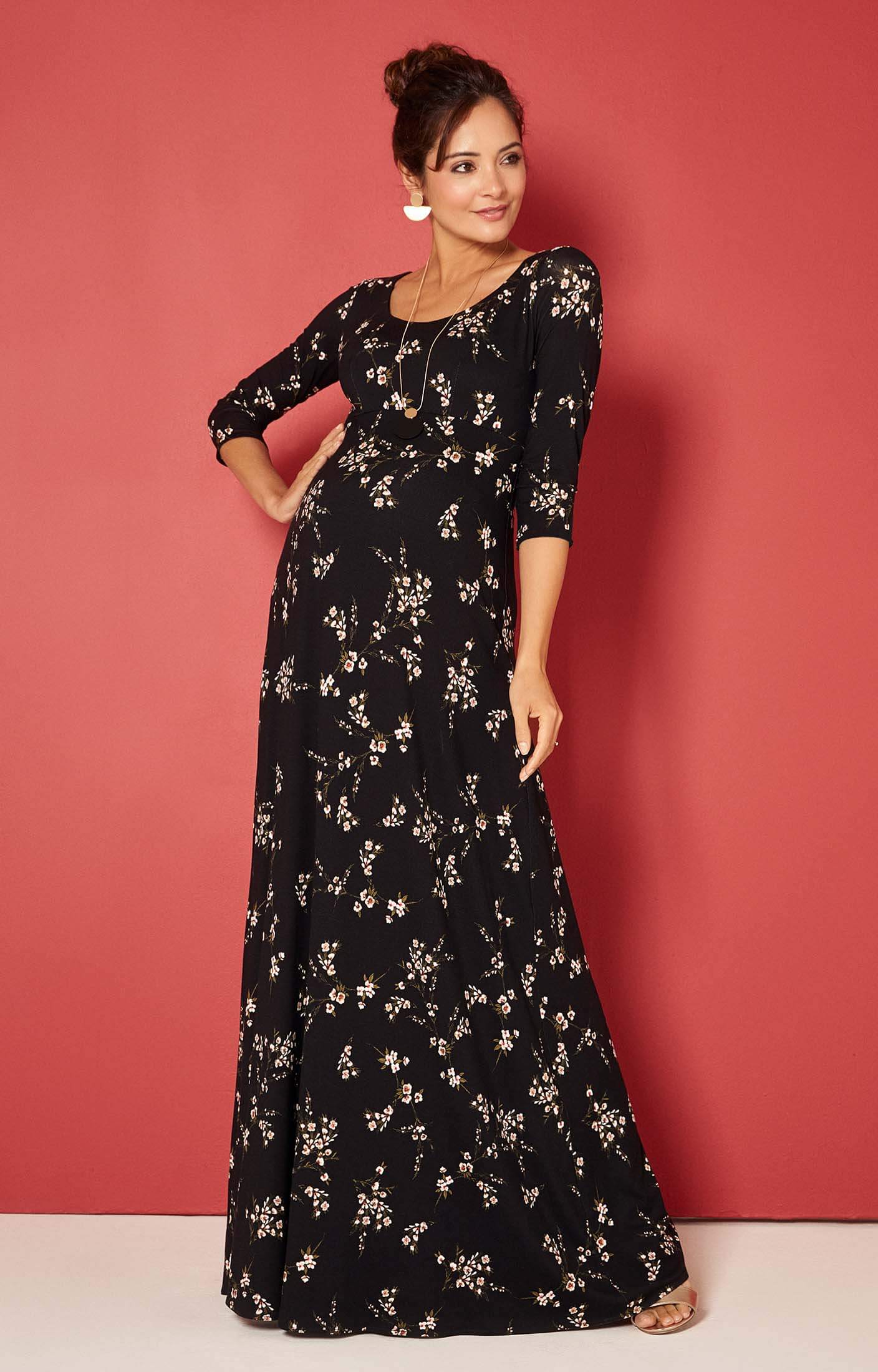 Floral Jersey Maternity & Nursing Maxi Dress