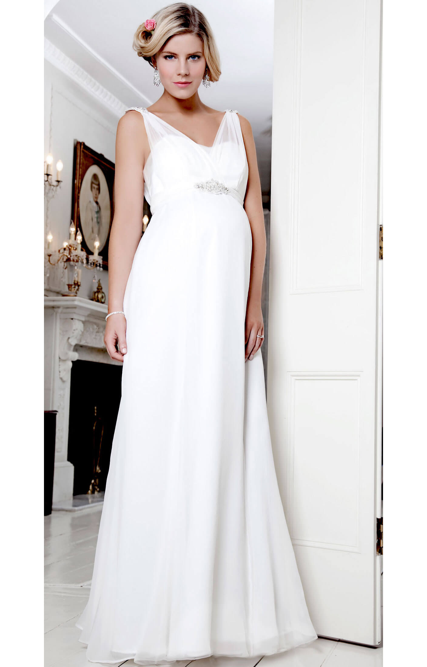 Silk Crystal Maternity Gown Ivory Maternity Wedding Dresses
