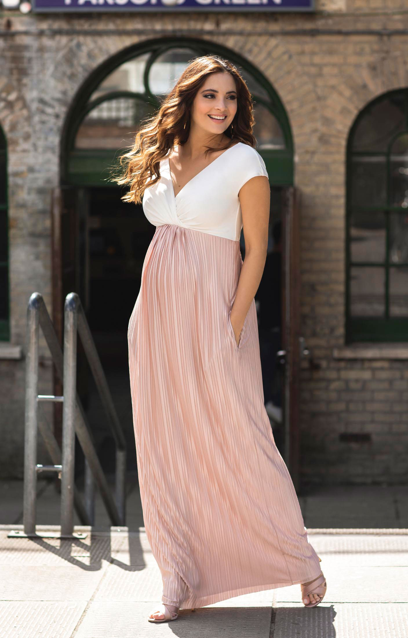 Serenity Maternity Maxi Dress Bellini Pink - Maternity Wedding