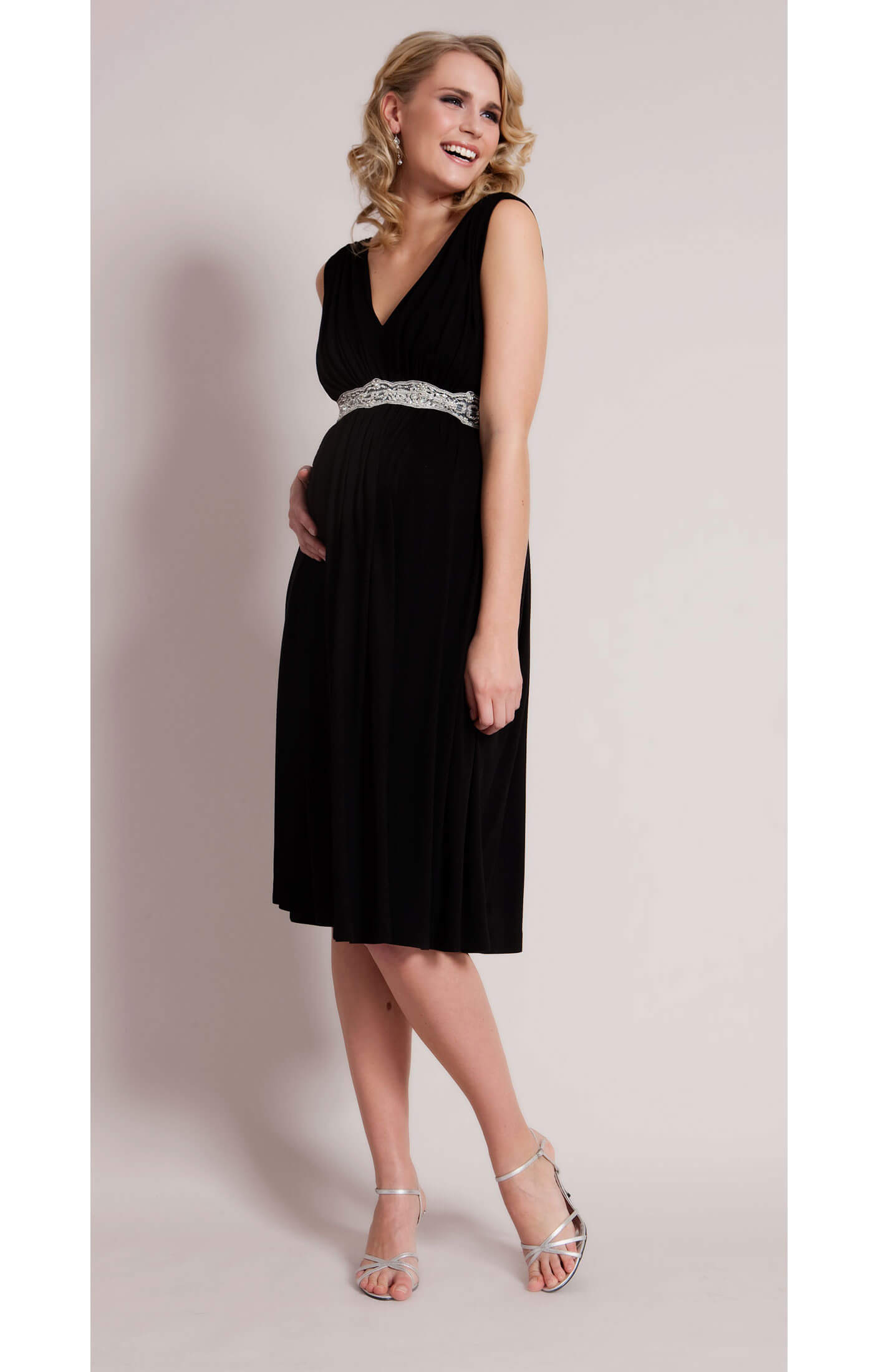 Smooth Gather Maternity Dress (Black) - Maternity Wedding Dresses ...