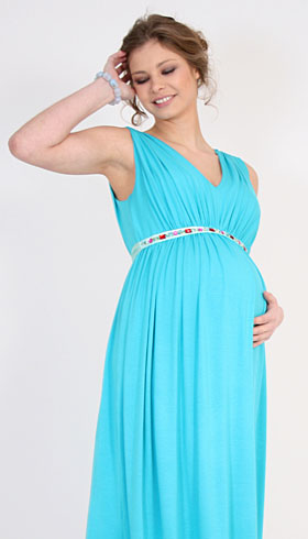 Smooth Gather Maternity Dress (Peacock Blue) - Maternity Wedding ...