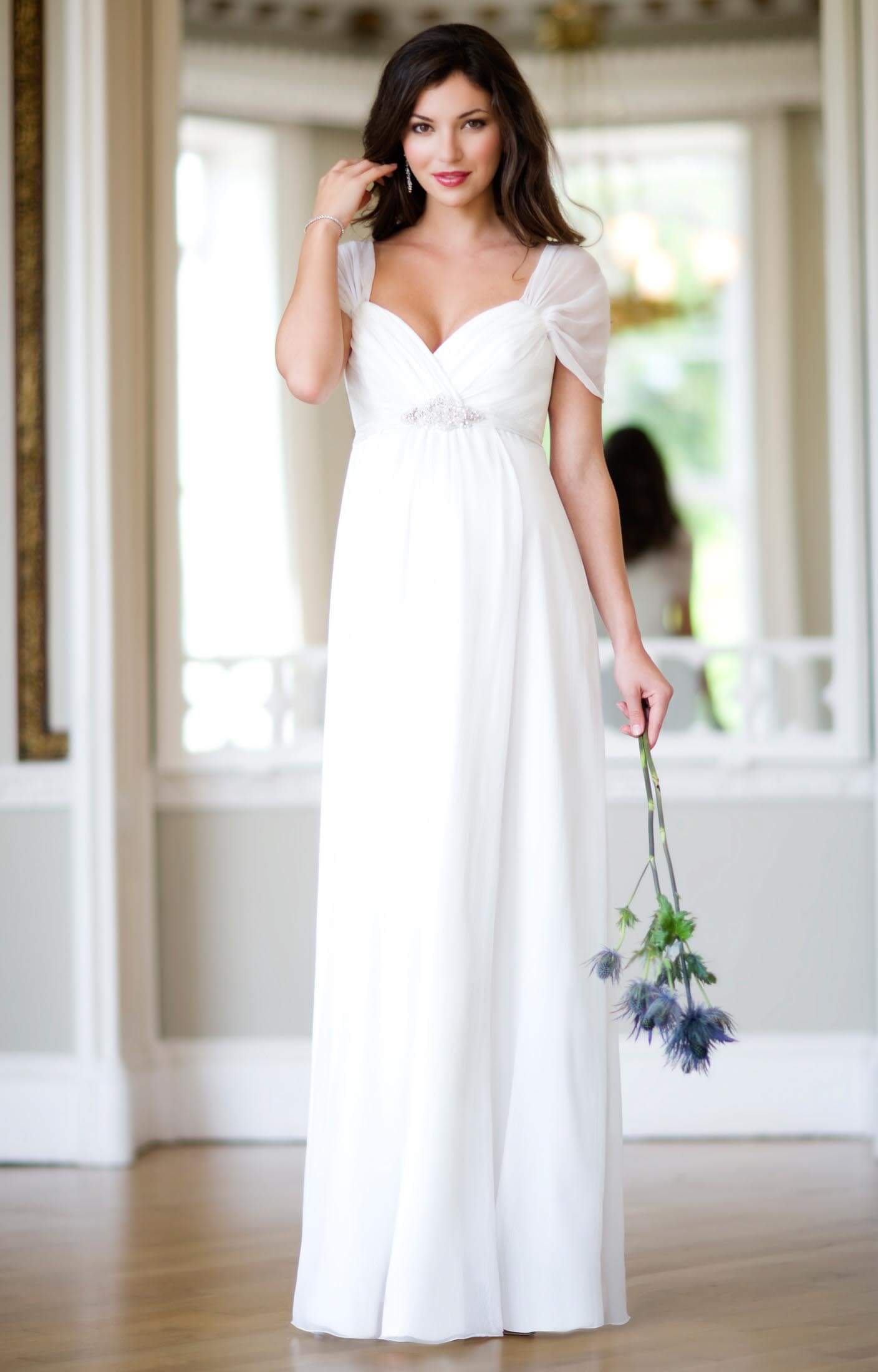 Simple Elegant Chiffon Beach Wedding Dresses with Wrap Sleeve AWD1453 –  SheerGirl