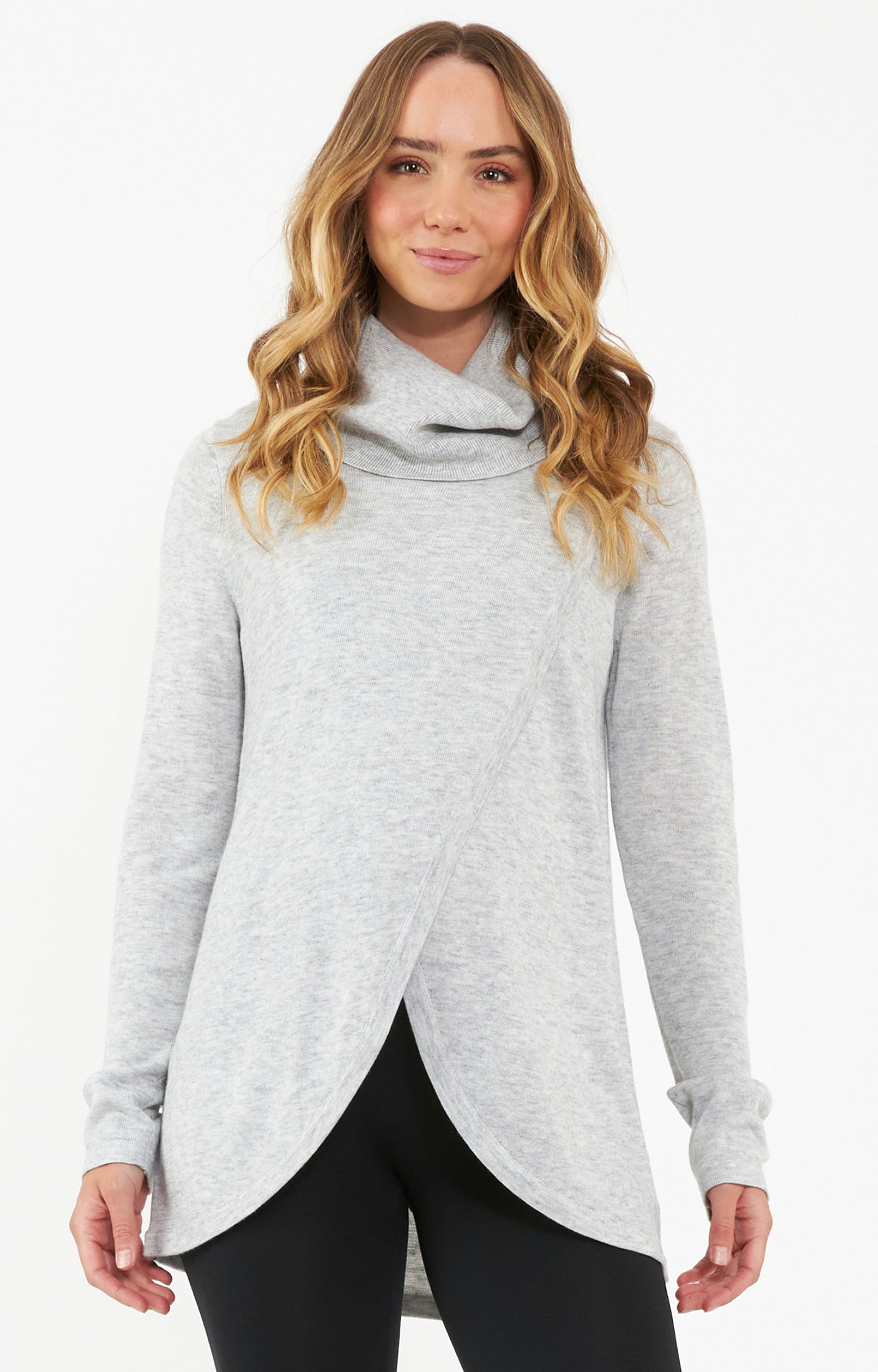 Image of Cowl Neck Nursing Knit (Silver Marle)