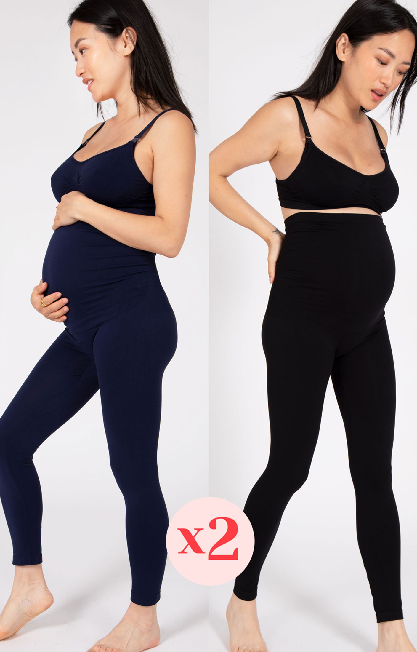 Amia 2pk Seamless Maternity Leggings (Black and Navy) - Maternity Wedding  Dresses, Evening Wear and Party Clothes by Tiffany Rose