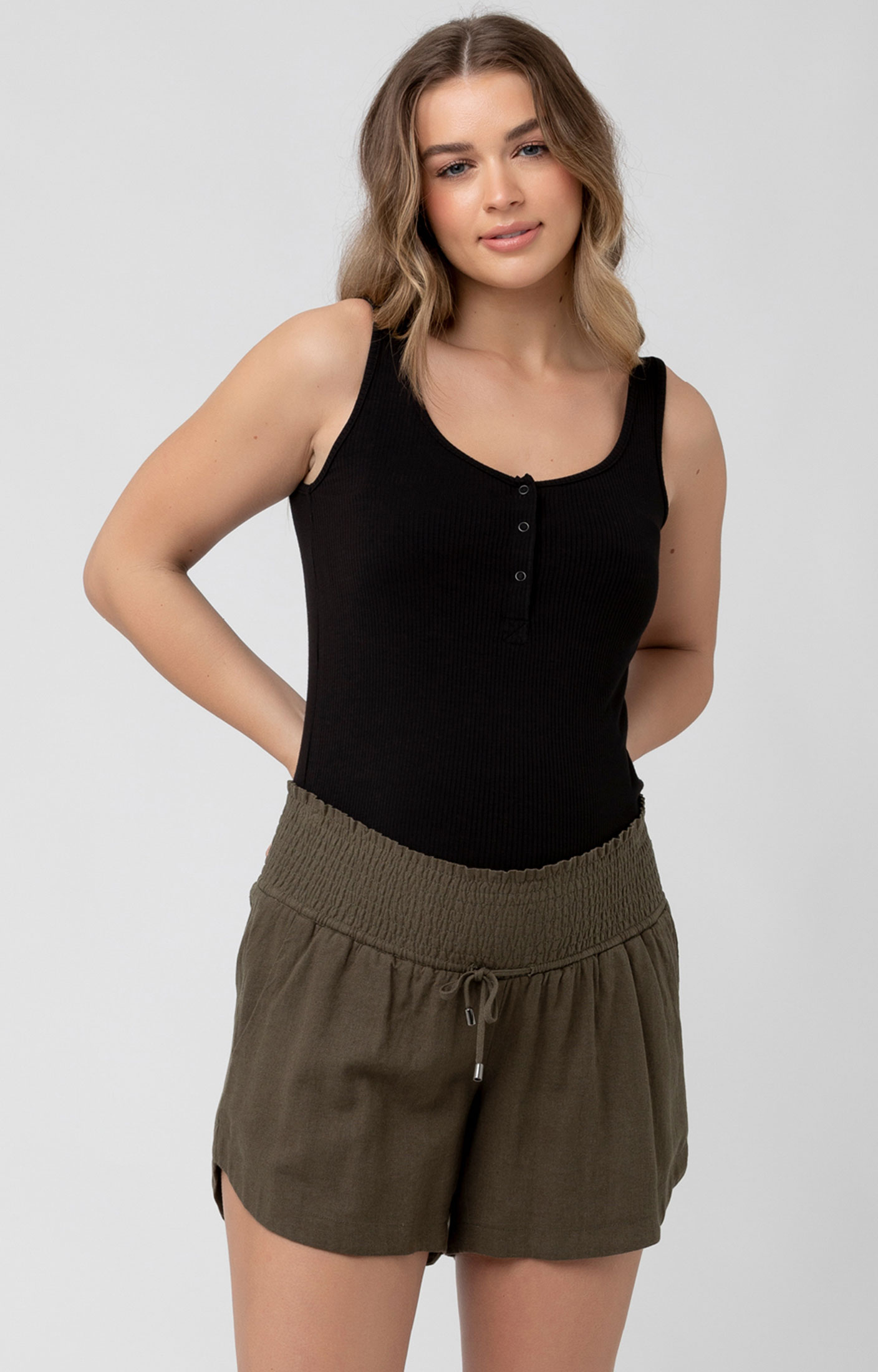 Image of Byron Shirred Linen Maternity Short