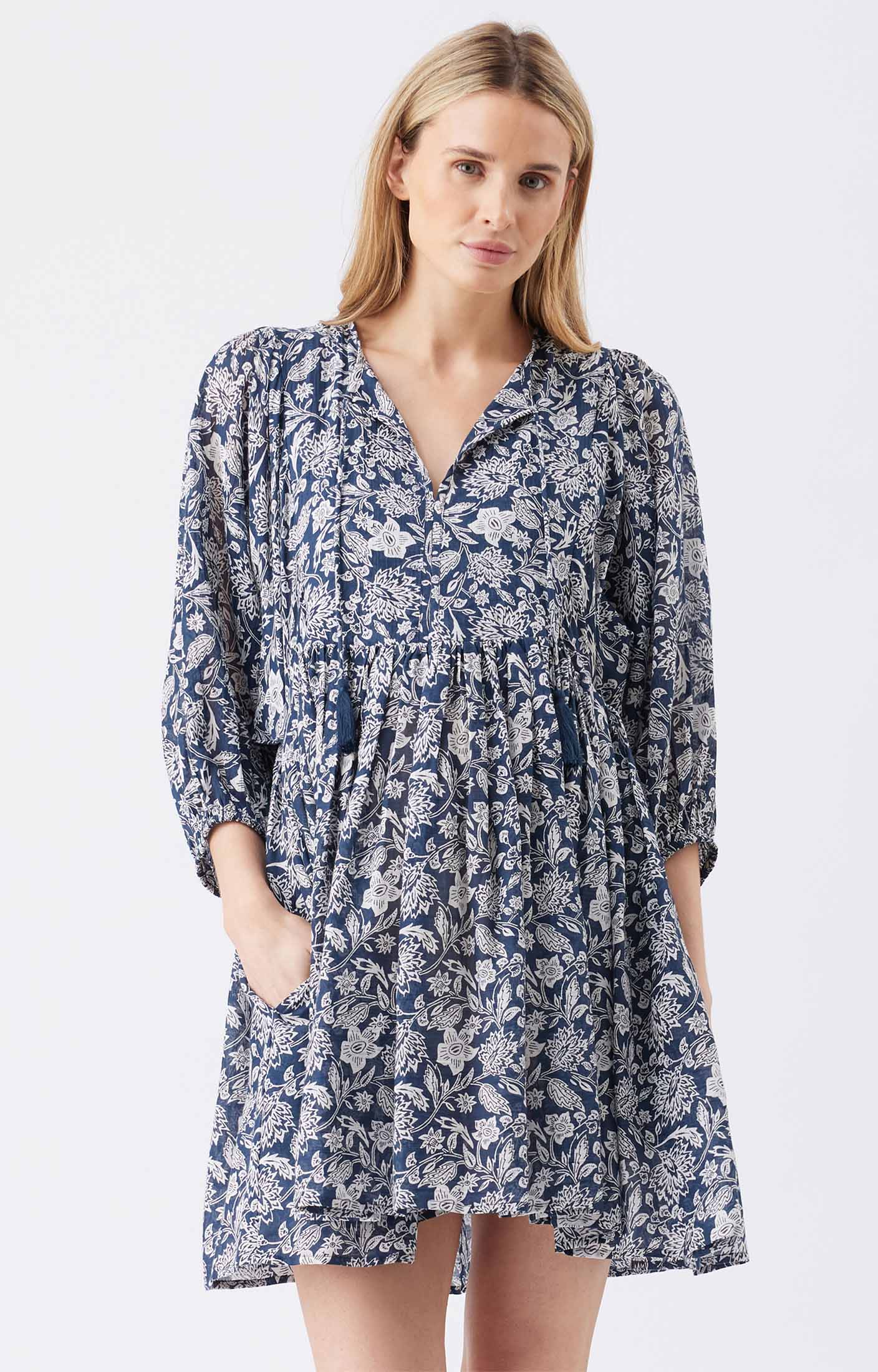 cotton nursing dresses NURSING COLLECTION: It's All True Blue Toile Dress, X-Small - The Mint Julep Boutique main image 0
