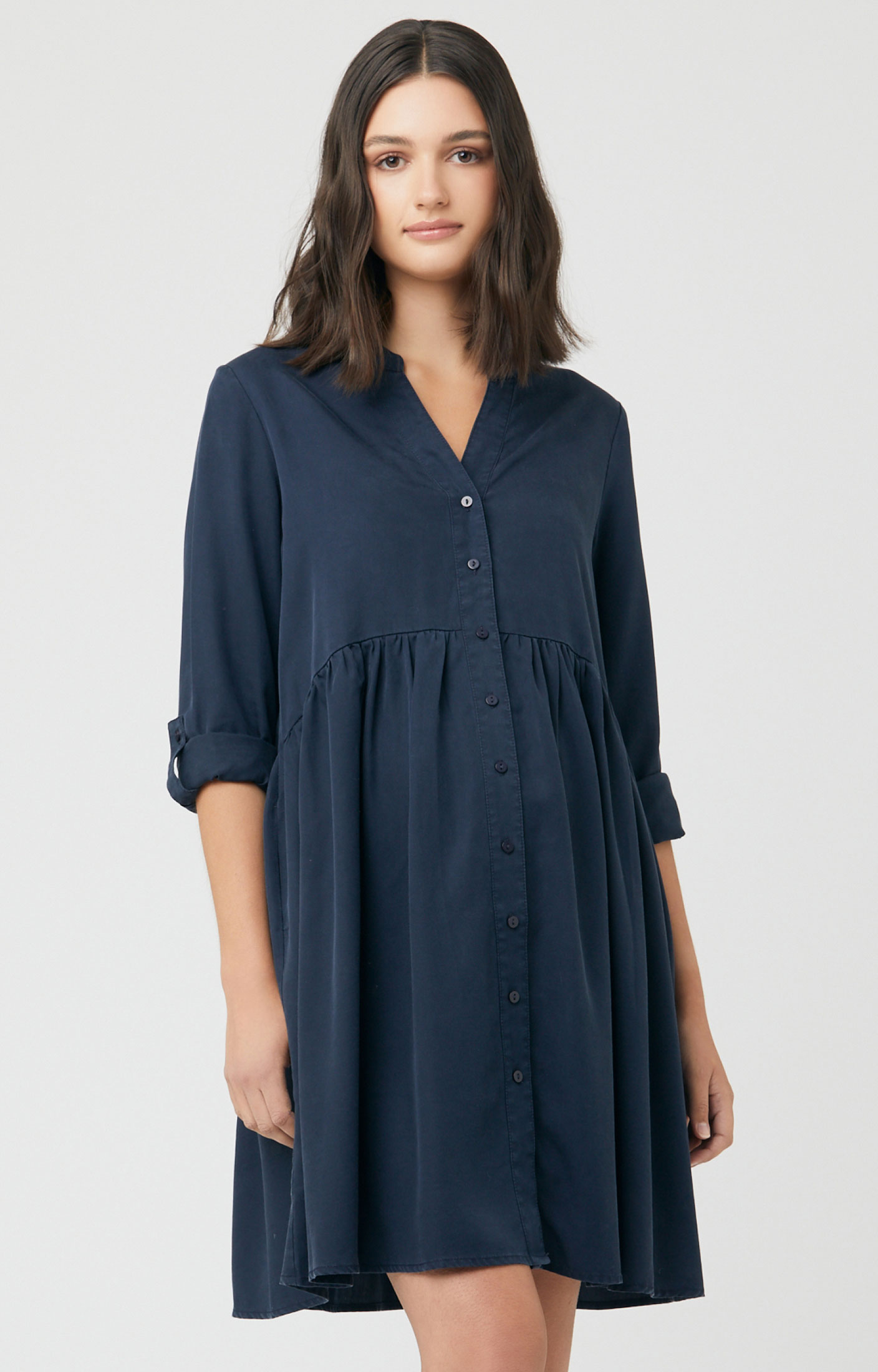 Tencel Rib Maternity & Nursing Button Front Dress