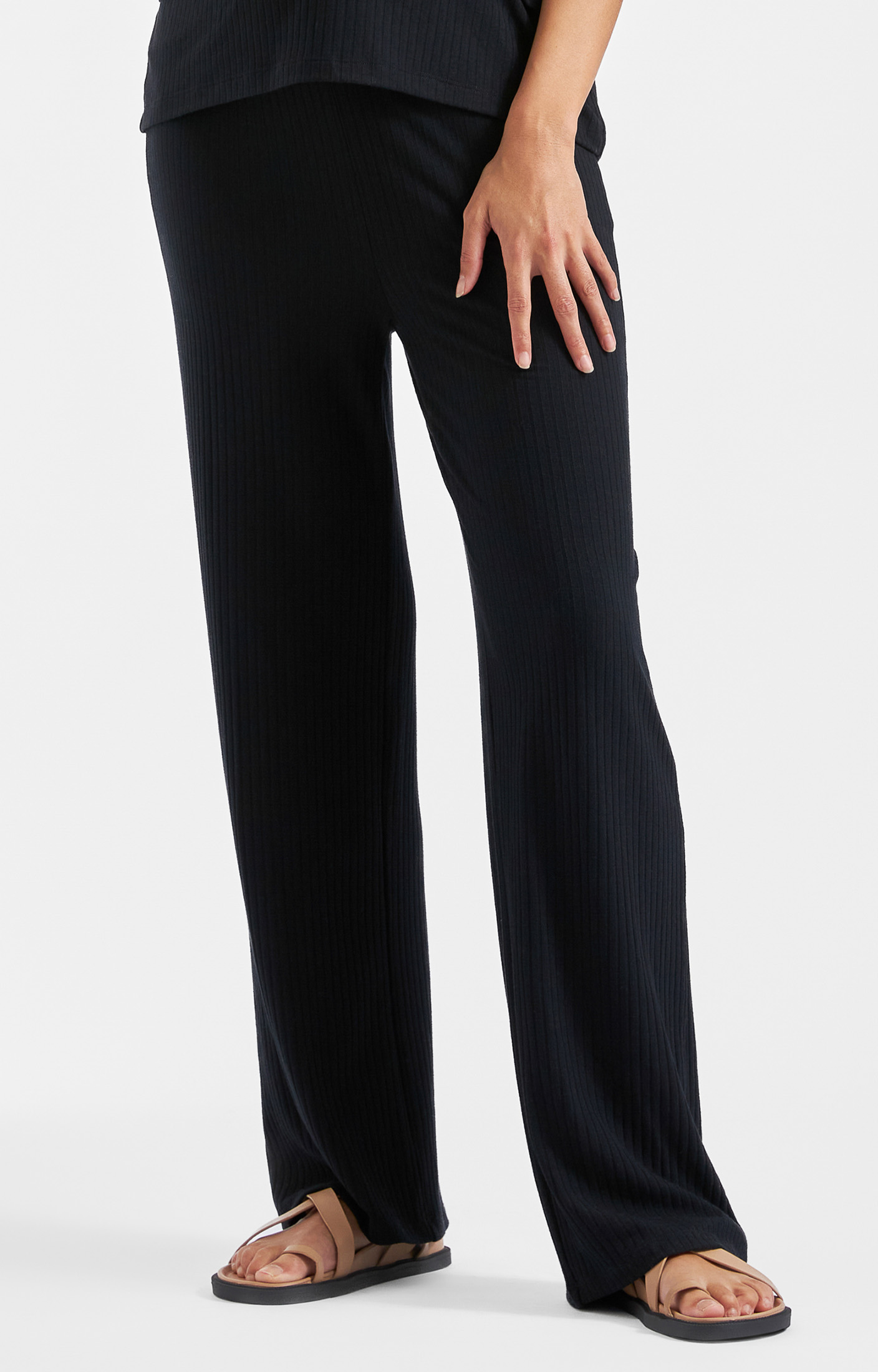 Cindy Rib Lounge Maternity Pants in Navy XS / Black