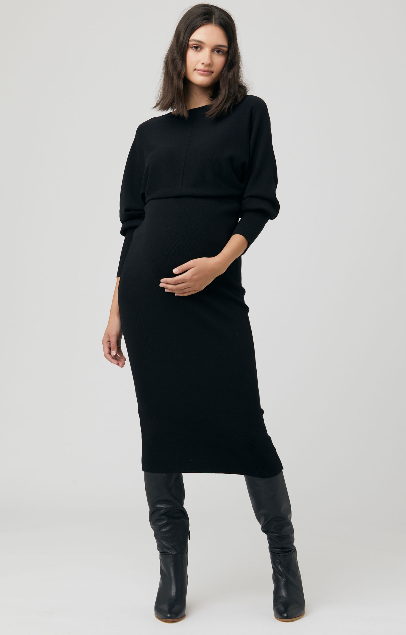 Knit Long Sleeve Maternity Dress-Smallshow