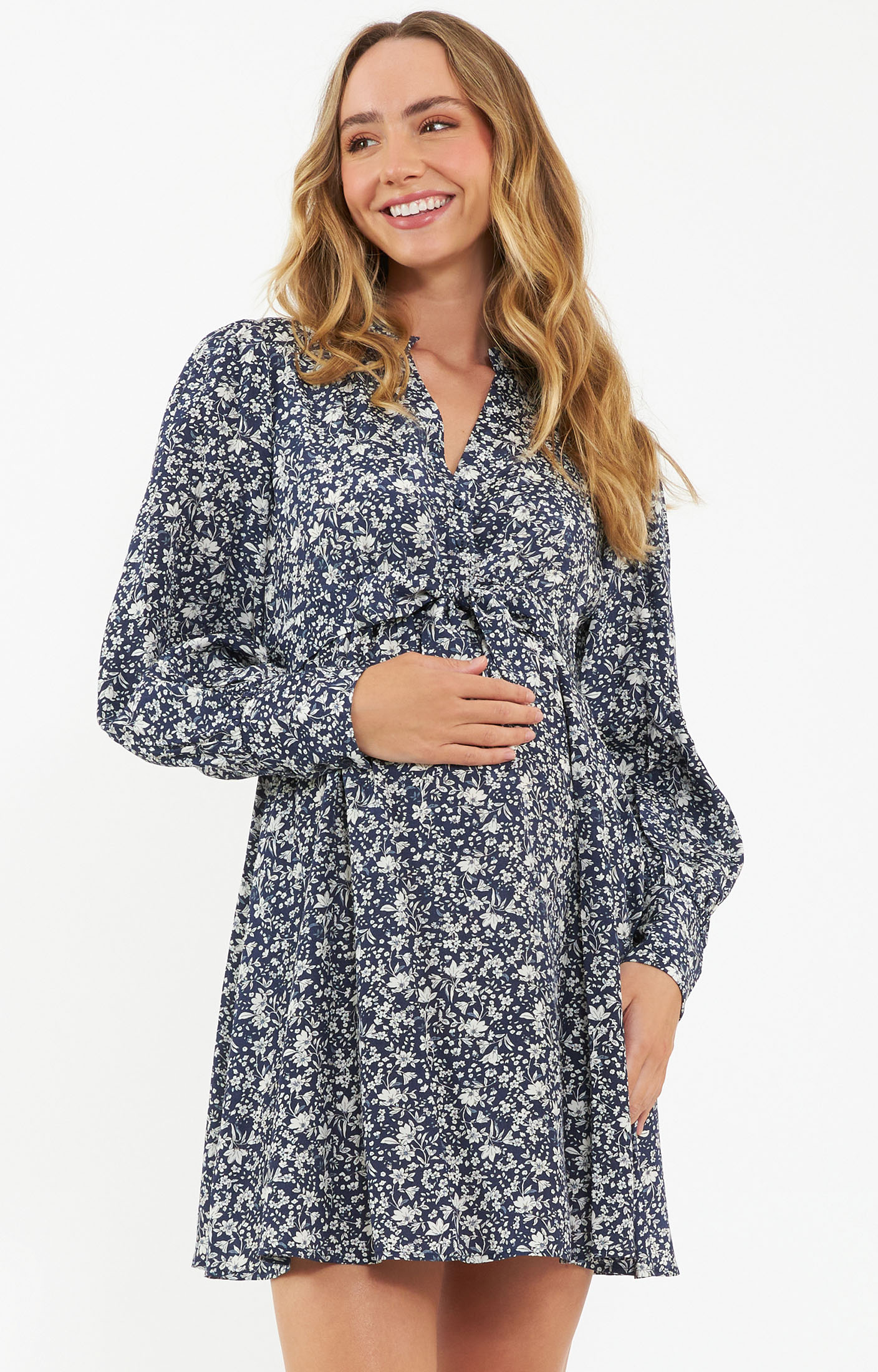 Image of Thea Maternity Dress (Navy / White)