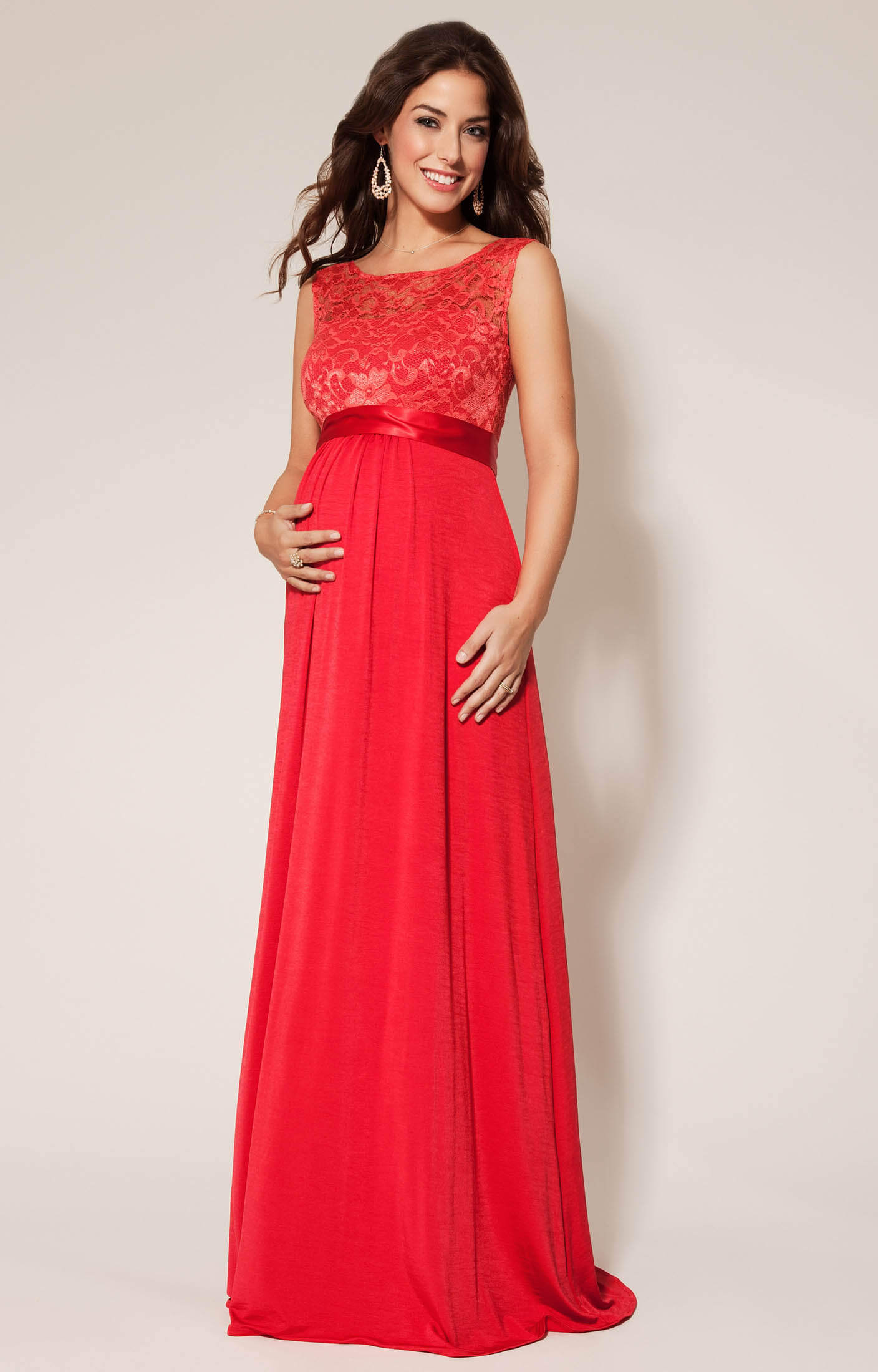 red formal maternity dress