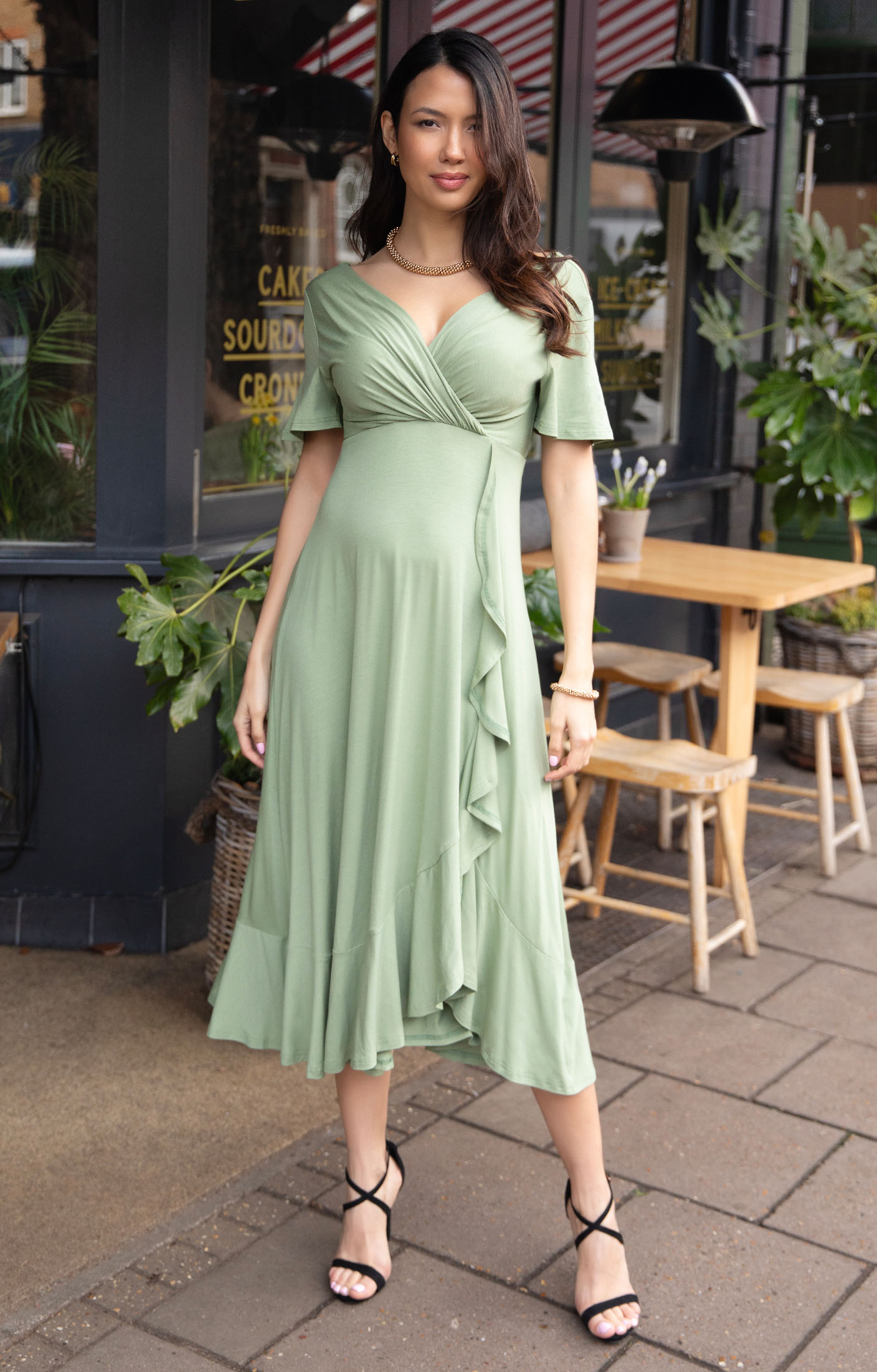 slim fit dress slacks LONG PISTACHIO GREEN DRESS main image 0