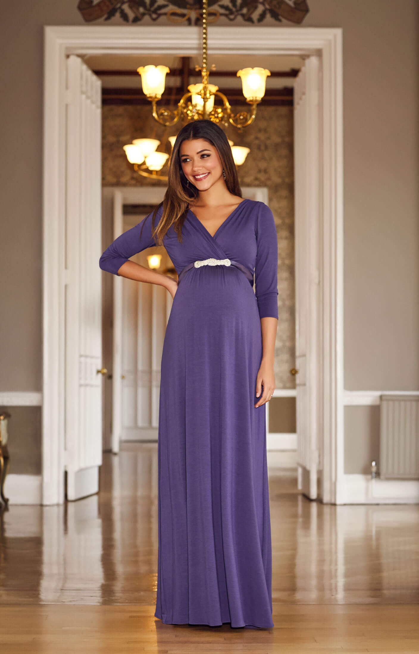 Willow Maternity Gown Long Grape ...