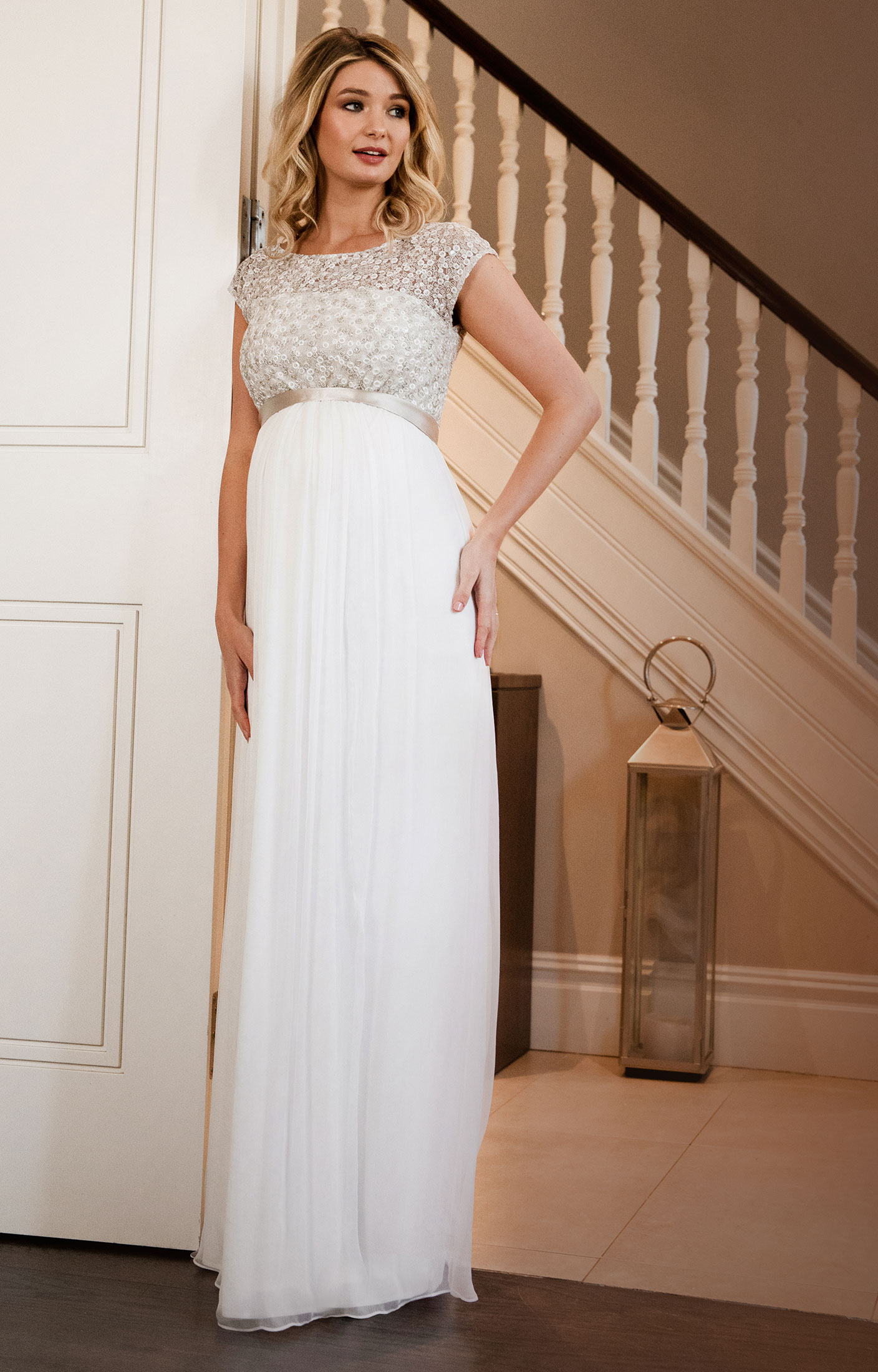 Mia Silk Maternity Bridal Gown Ivory ...