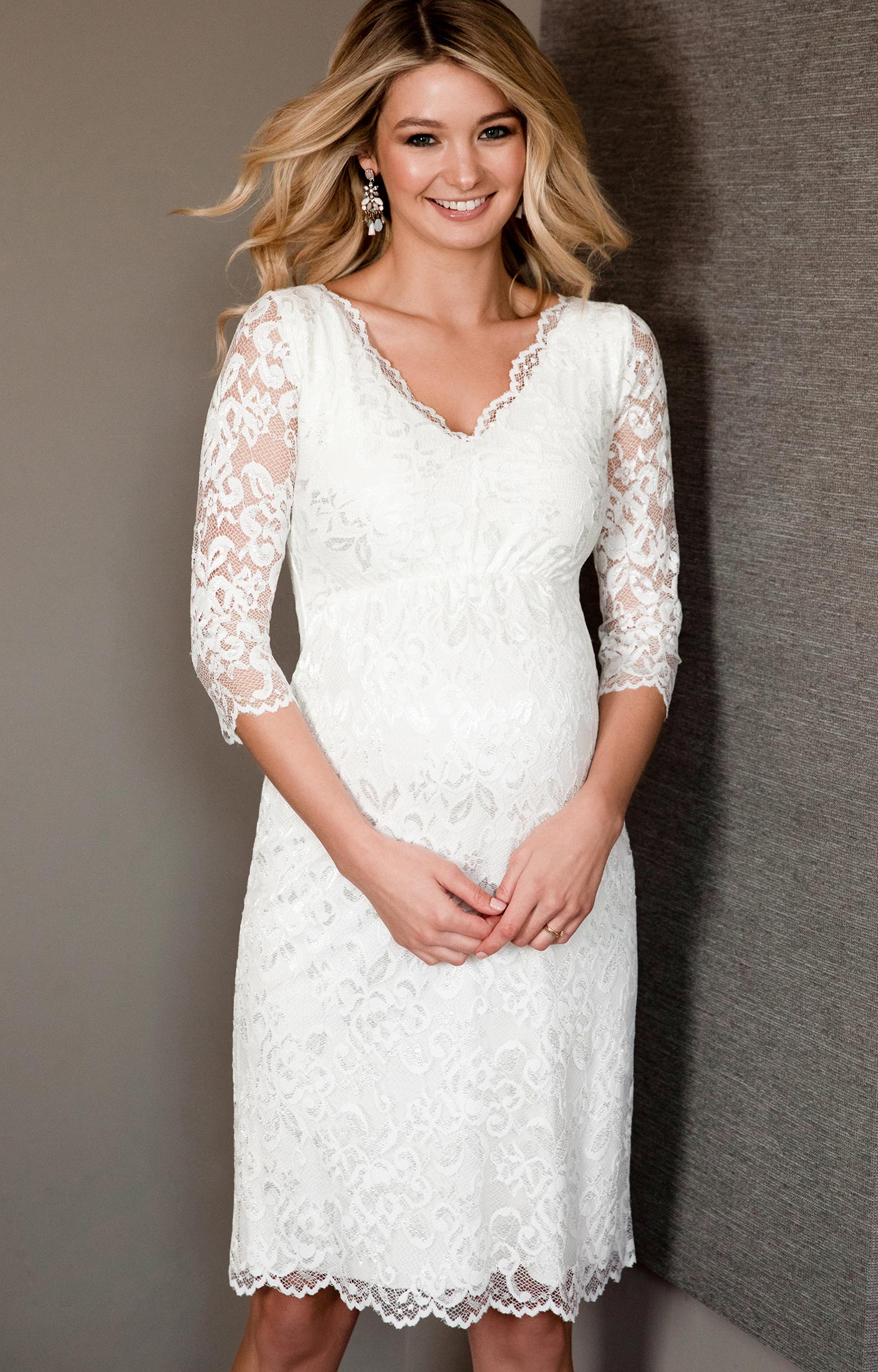 Tiffany Rose Amelia Lace Maternity Wedding Dress, Ivory, £149.00