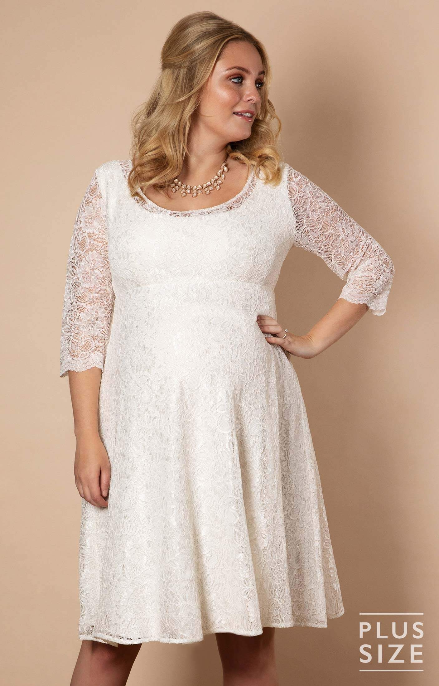 short ivory wedding dress plus size