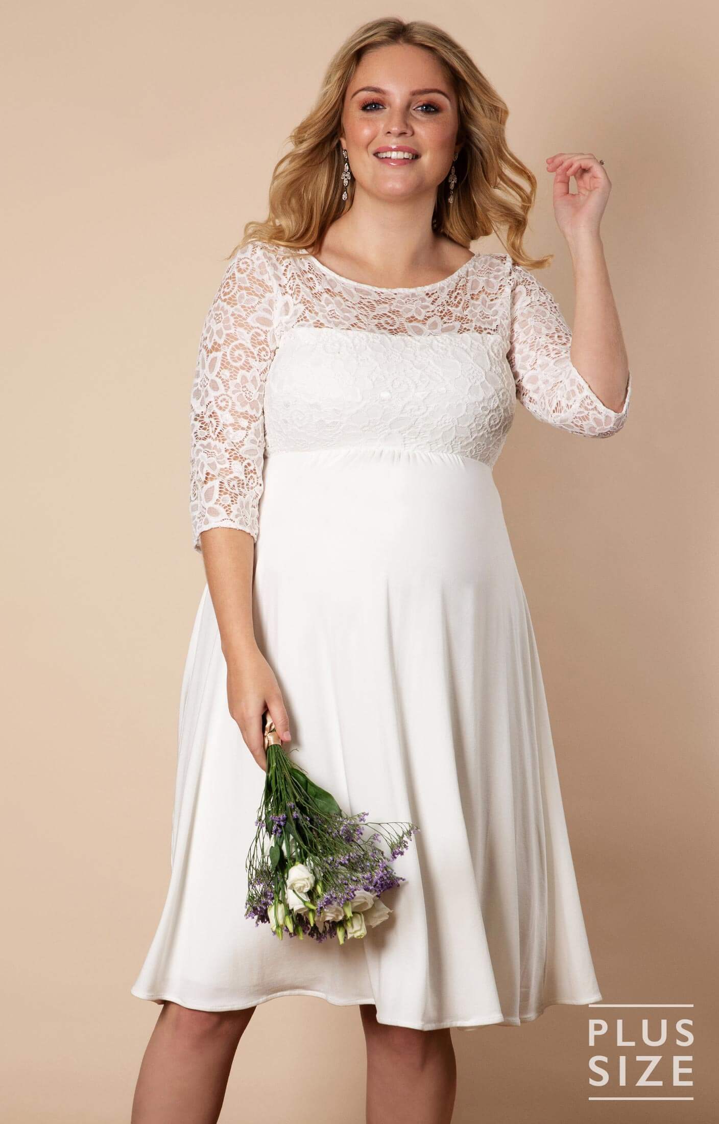 Messing Ærlighed kande Lucia Plus Size Maternity Wedding Dress Short Ivory White - Maternity  Wedding Dresses, Evening Wear and Party Clothes by Tiffany Rose US