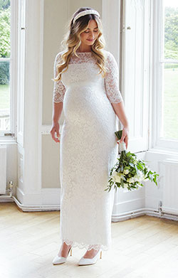 Lillian Lace Maternity Wedding Gown Ivory White - Maternity