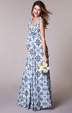 Anastasia Maternity Gown Long Porcelain Blue