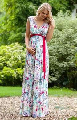 Anastasia Maternity Long Maxi Dress in Poppy floral print