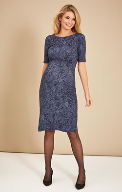 Anna Shift Maternity Dress in Storm Blue