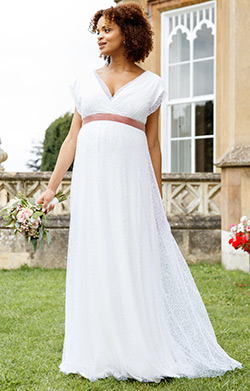 Brautkleid Athena Lang mit Pünktchen-Tüll Elfenbein-Weiß