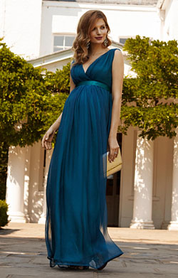 Ava Maternity Gown Long Aegean Blue
