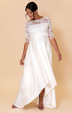 Asymmetric Satin Wedding Skirt Ivory
