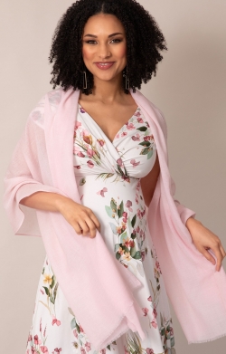 Aurielle Silk Wool Scarf (Soft Pink)