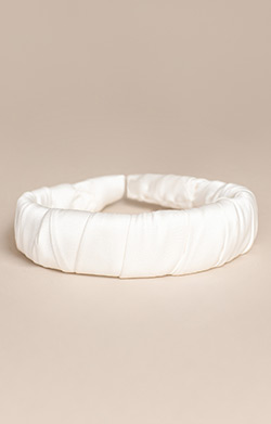 Faux Silk Headband Satin Ivory