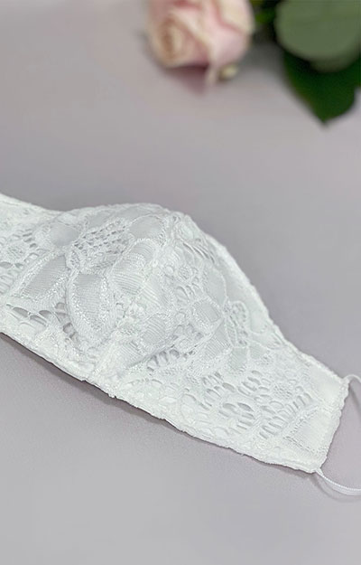 Lucia Bridal Face Mask & Bag (Ivory White)