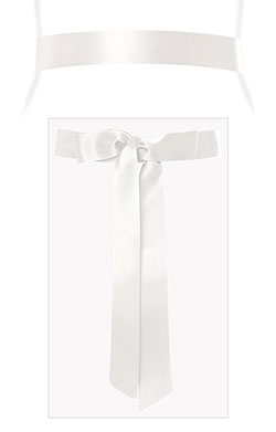 Smooth Satin Sash Slim Ivory