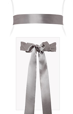 Smooth Satin Sash Slim Long Charcoal