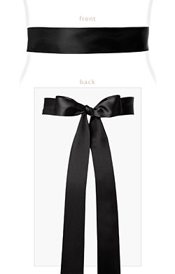 Smooth Satin Sash Long Black